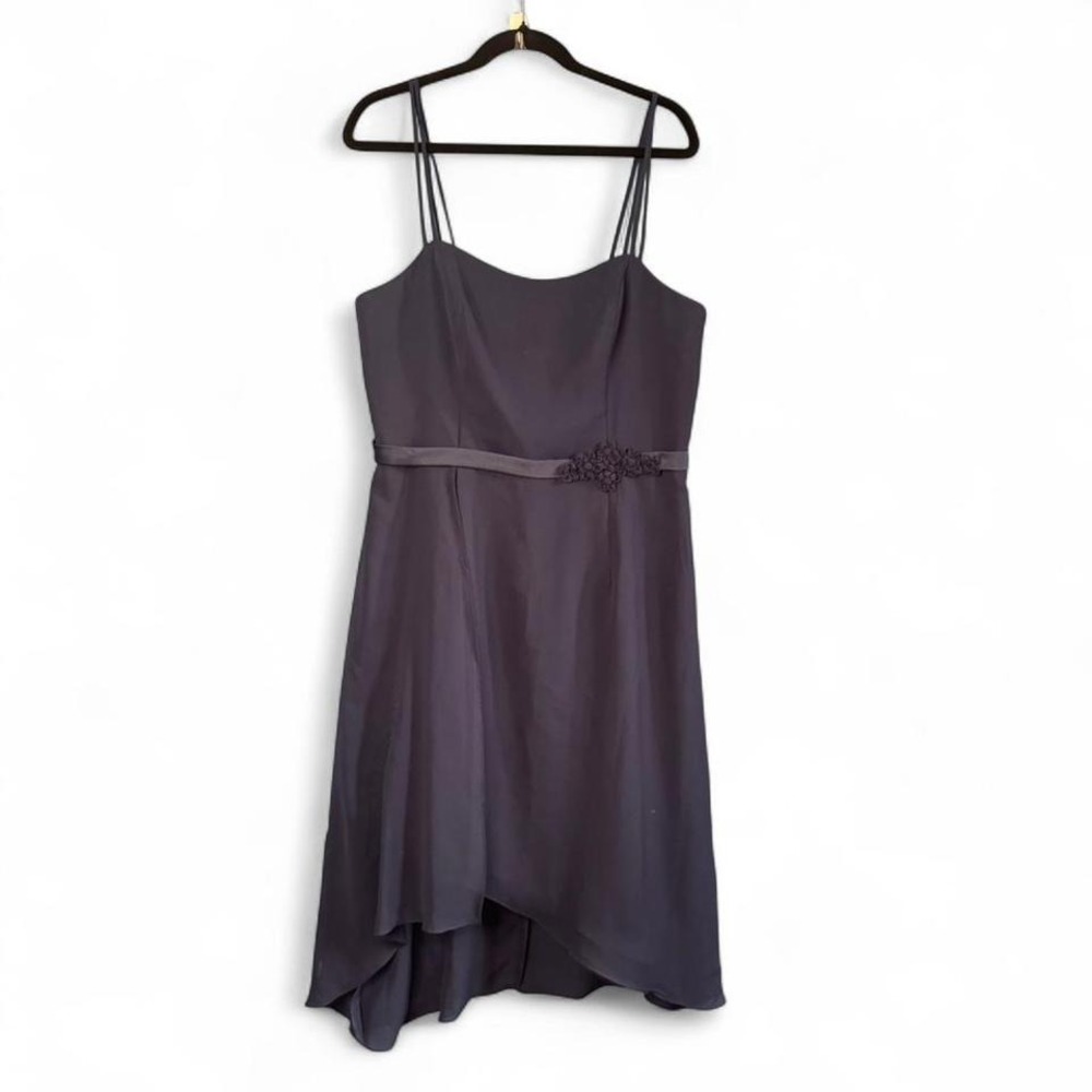 Navy Blue Alfred Angelo Dress Women's Size XL Chiffon‎ Flower Bridesmaid Wedding